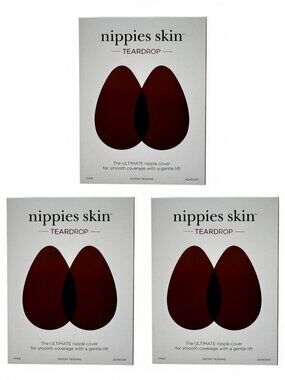 3 Pack Nippies Teardrop Nipple Covers Size A-B Cups Reusable Adhesive - HAZELNUT
